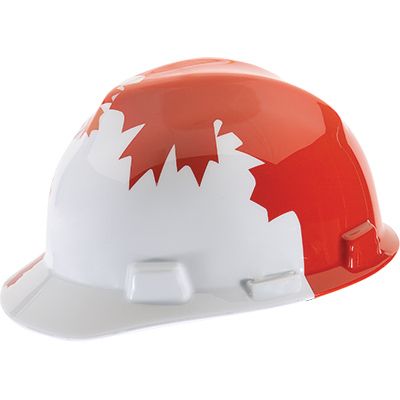 MSA Canadian Series V-Gard Protective Cap - White with Red Maple Leaf