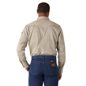 Men's Wrangler® FR Flame Resistant Long Sleeve Western Snap Plaid Shirt